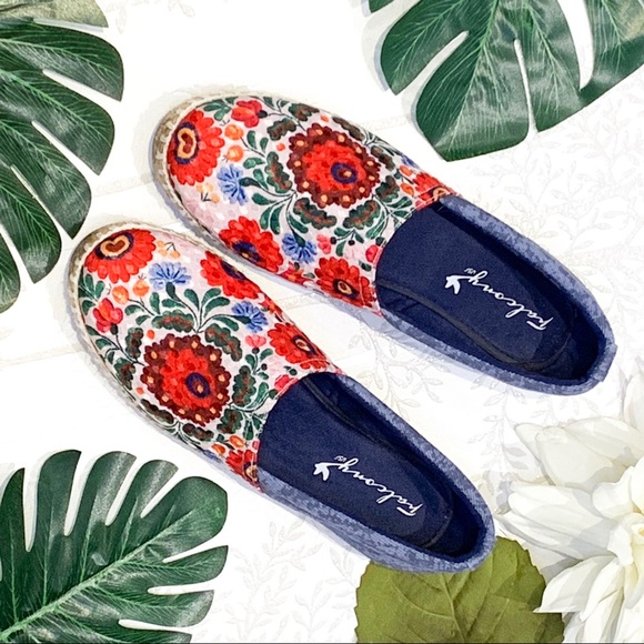 Falcony Floral Print Espadrilles Size 8 - Picture 2 of 6